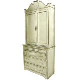 French Antique Mirror and Silver Leaf Secretary C. 1950's