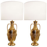 Pair of French Bronze Urn Lamps