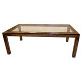 Signed Bernhard Rohne Etched Brass Dining Table with Glass Top