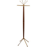 Italian Walnut and Brass Coat Rack