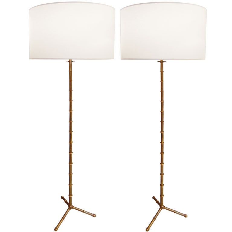 Pair of Jacques Bronze Bamboo Floor Lamps at 1stdibs