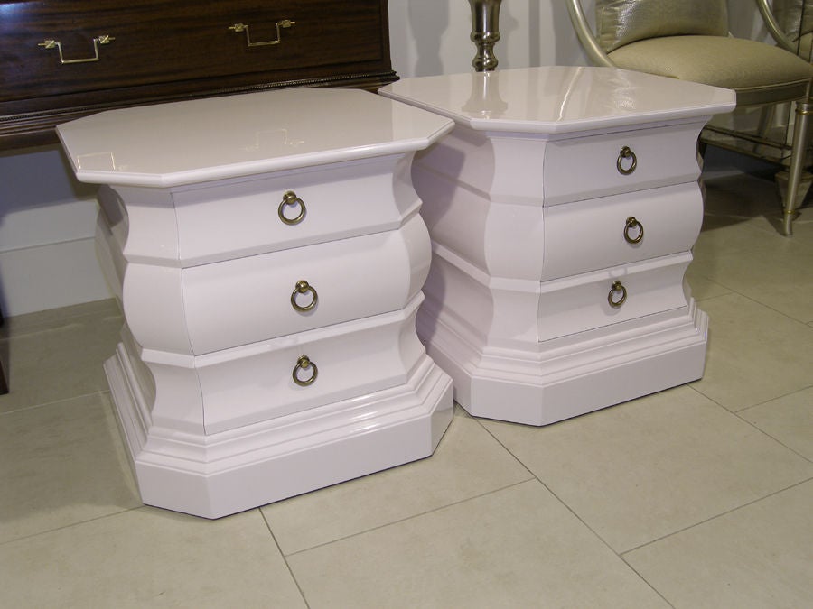 Pair of Charak Modern White Lacquered Side Tables