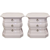 Pair of Charak Modern White Lacquered Side Tables