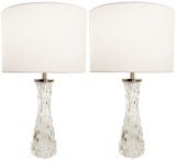 Pair of Orrefors Clear Crystal Lamps