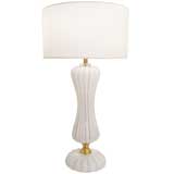 Barovier Fluted Opalescent White and Gold Glass Lamp