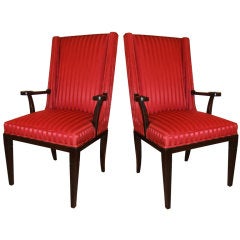 Pair of Tommi Parzinger Mahogany Host Chairs