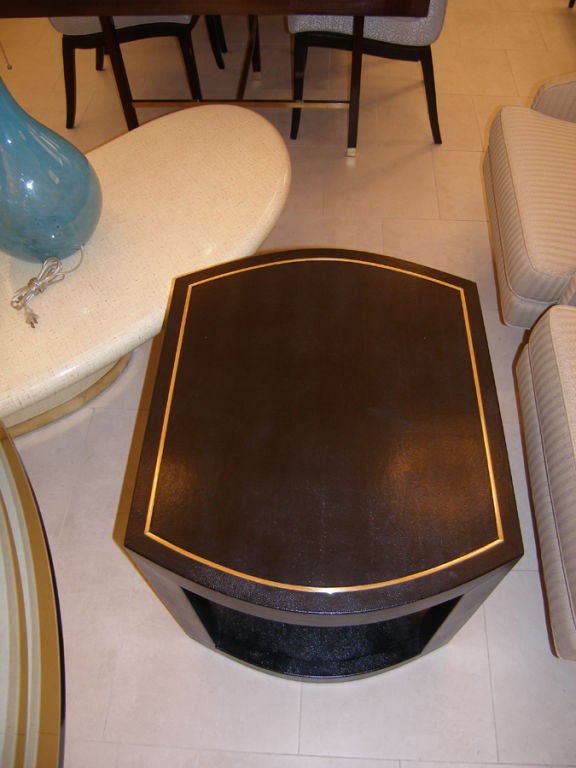 Signed Karl Springer Black Python and Brass Table