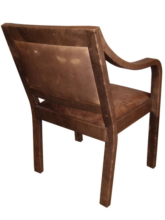 Set of Four Signed Karl Springer Leather Chairs In Good Condition For Sale In New York, NY