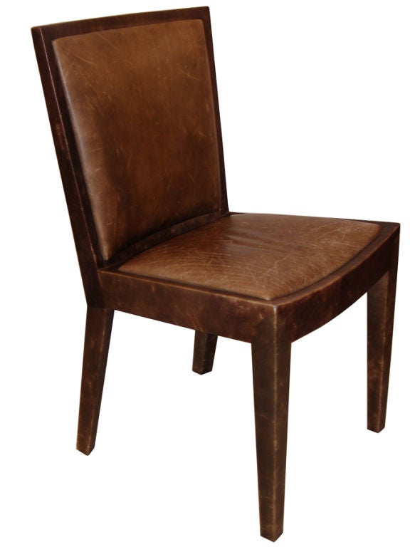 20th Century Set of Four Signed Karl Springer Leather Chairs For Sale