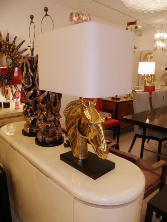 20th Century Bronze Horse Head Lamp