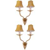 Pair of Glass Sconces with Shades