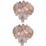 Pair of Venini Purple & Blue Polyhedral Chandeliers