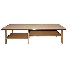 Harvey Probber Brass Coffee Table with Travertine Inset Top