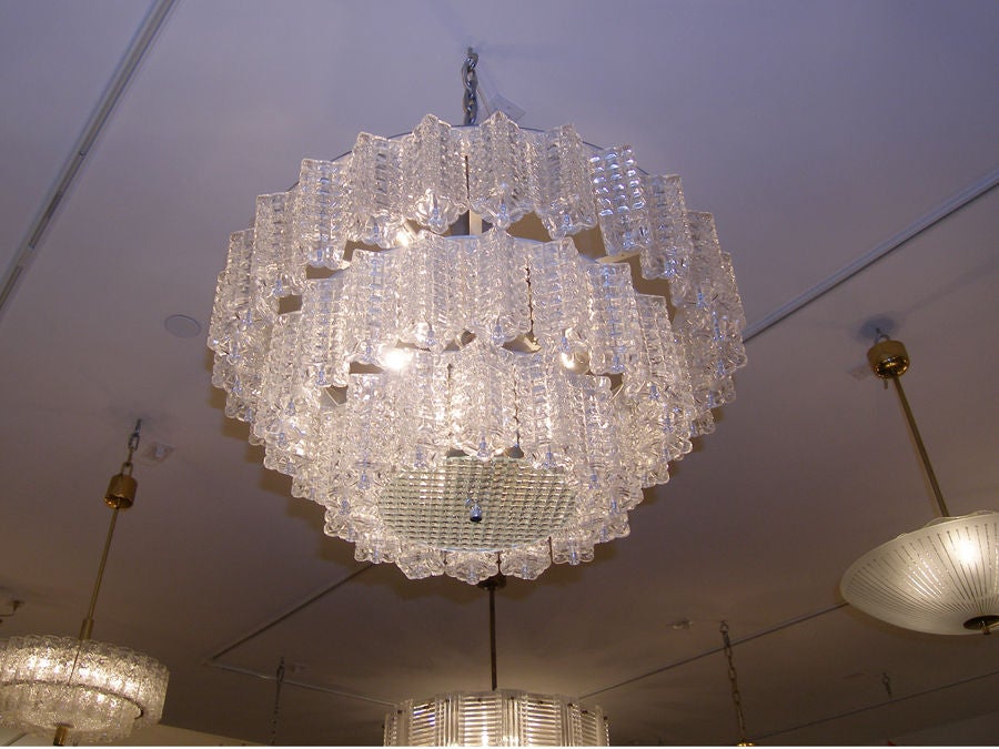 Orrefors 3 Tiered Crystal Chandelier