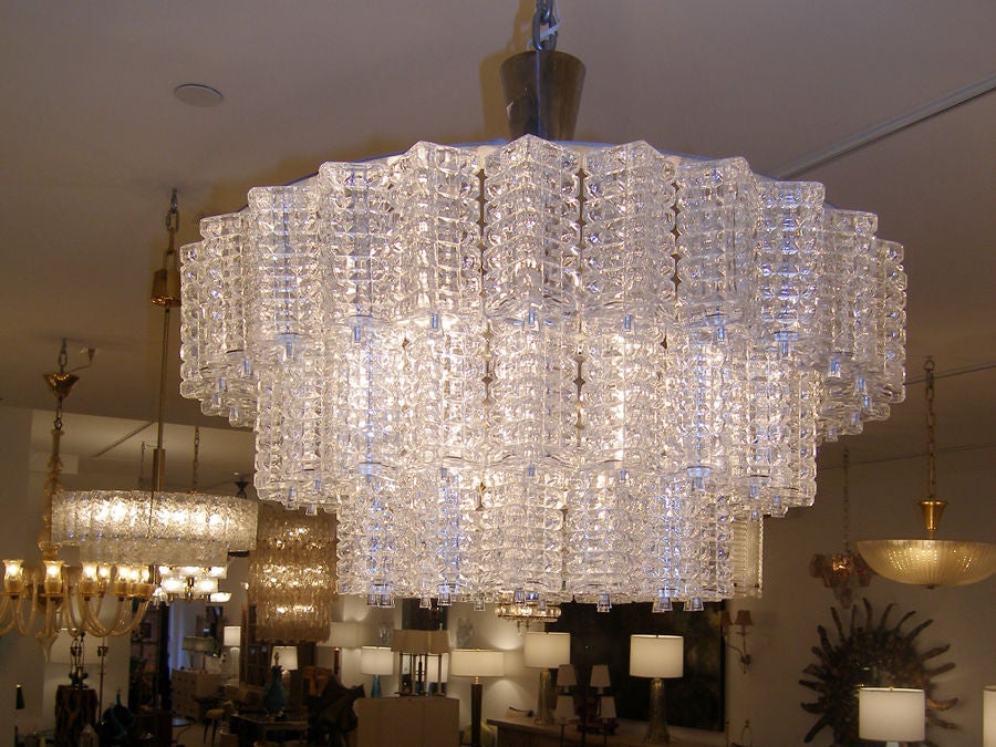 Orrefors 3 Tiered Crystal Chandelier In Excellent Condition For Sale In New York, NY