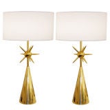 Pair of Modernist Brass Sputnik Lamps
