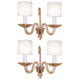 Pair of Italian Iridescent Gold Glass Sconces