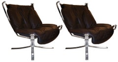 Pair of Sigurd Resell Leather Falcon Chairs
