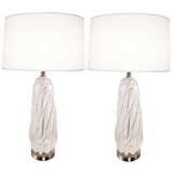 Pair of Seguso Clear Crystal Lamps