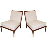 Pair of Robsjohn-Gibbings Walnut Slipper Chairs