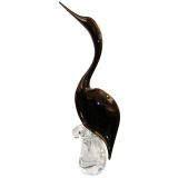 Large Seguso Black Glass Bird