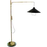 Oscar Torlasco Glass and Brass Floor Lamp