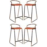 Set of 4 Bar Stools in Polished Chrome by Loewenstein
