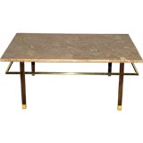 Coffee Table with Floating Brass Stretcher by Harvey Probber