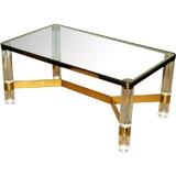 Round Leg Lucite Coffee Table designed by Karl Springer