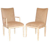 Set of 6 Dining Chairs with White Lacquered Bamboo Bases