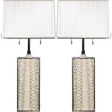 Exquisite Pair of White Boa Table Lamps by Karl Springer