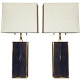 Exceptional Pair of Table Lamps with Shagreen by Karl Springer