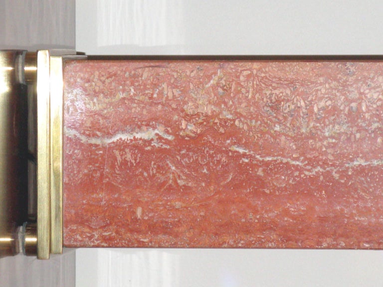 Table Lamp in Red Travertine with Brass Base by Karl Springer