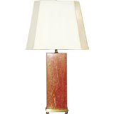 Table Lamp in Red Travertine with Brass Base by Karl Springer