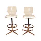 Vintage Set of 4 Bar Stools with Molded Lucite Seats and Backs