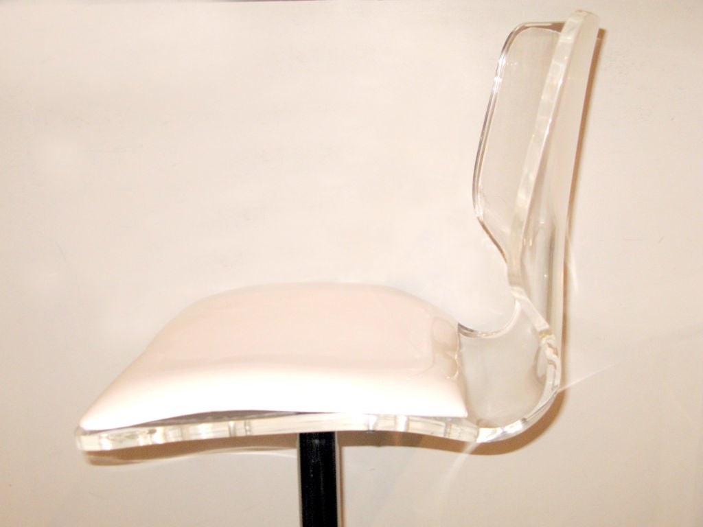 Set of 4 Bar Stools with Molded Lucite Seats and Backs