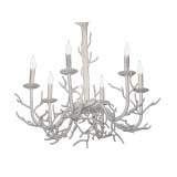 White Lacquered Metal Chandelier with Coral Motif