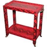Large Rolling 2-Tier Table in Red Python by Karl Springer