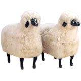 Paire de sculptures de moutons à la manière de Claude Lalanne