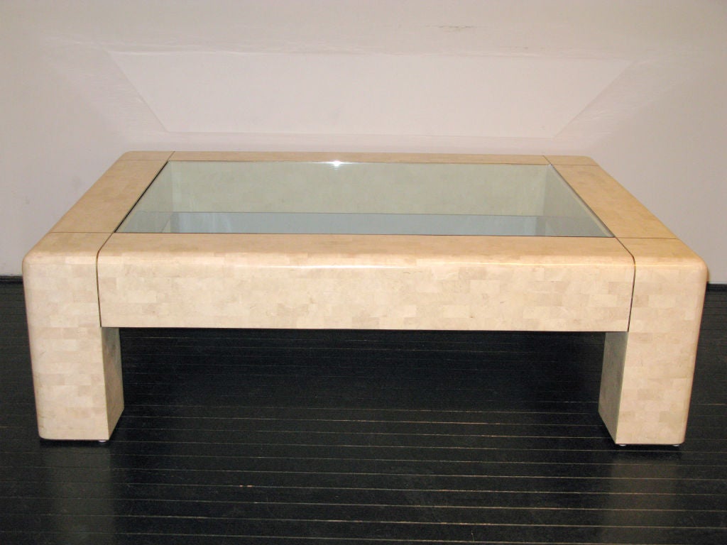 Heavy Parsons Style Coffee Table in Coral by Karl Springer