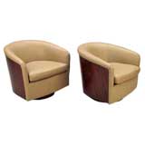 Pair of Swiveling and Rocking Club Chairs by Milo Baughman