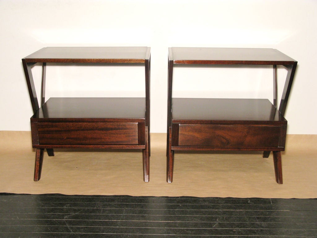 Pair of Sculptural Bedside Tables with Drawer