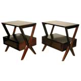 Pair of Sculptural Bedside Tables with Drawer