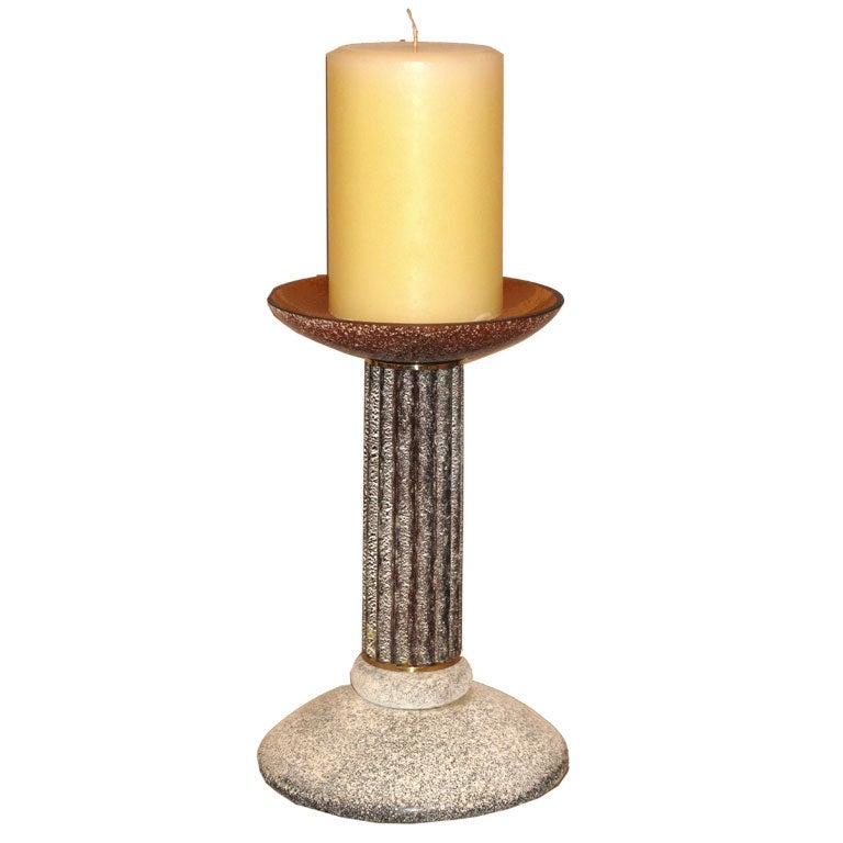 Amber Scavo Glass Candle Stick by Seguso for Karl Springer