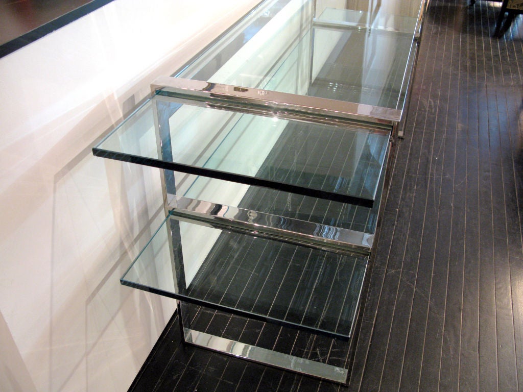 Console Table in Polished Chrome and Glass by Pace