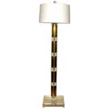 Floor Lamp in Stacked Thick Lucite and Brass