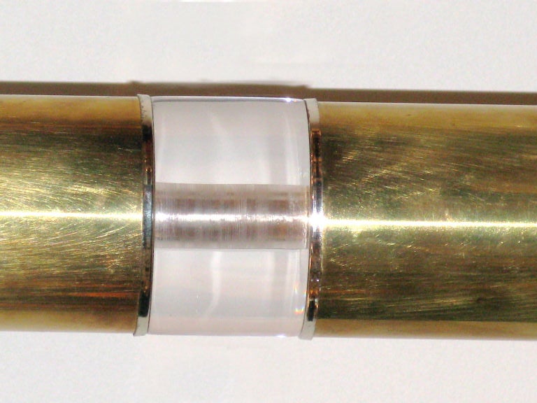 Floor Lamp in Stacked Thick Lucite and Brass