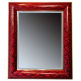 Large Mirror with Frame in Red Python by Karl Springer