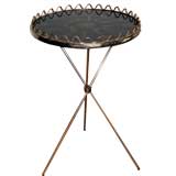 Table in Brass with Reverse Painted Glass Top by Kathi Urbach