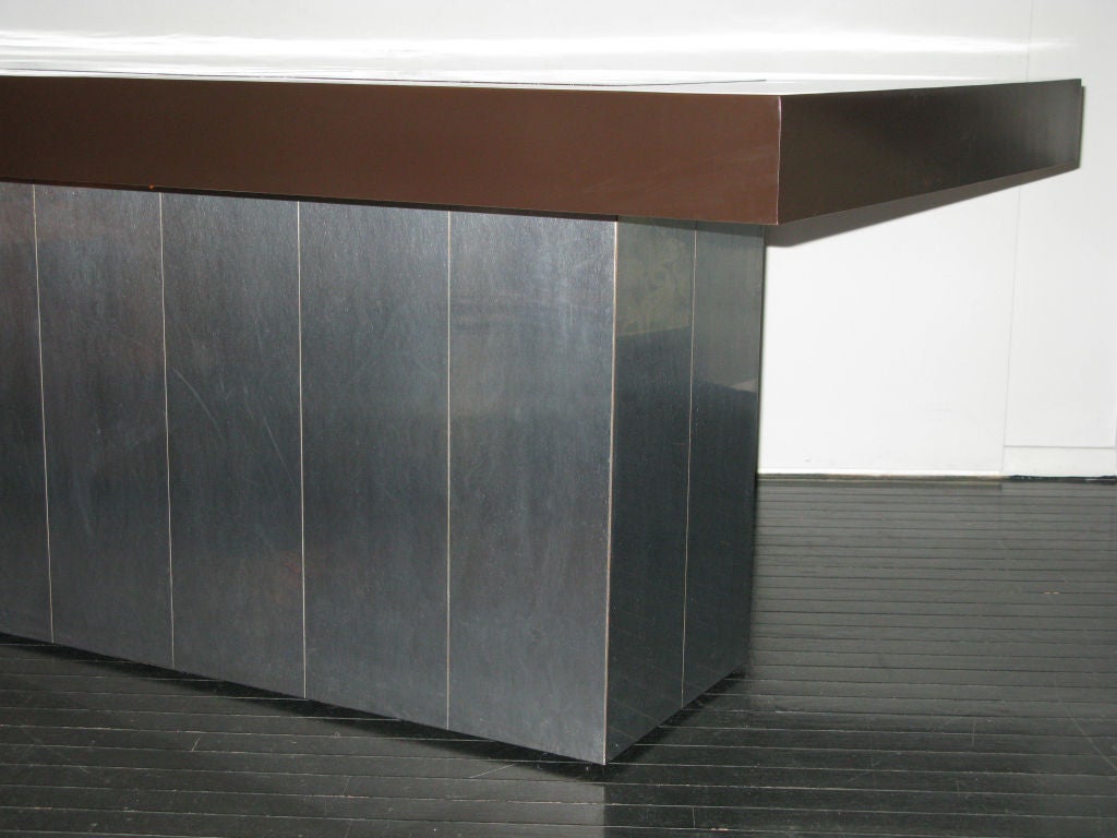 Late 20th Century Dining Table with 2 Leaves in Chocolate Lacquer by Paul Evans